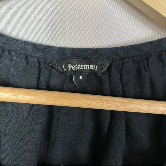 J Peterman Black Floral Embroidered Boho Long Sleeve Blouse S - Picture 5 of 5